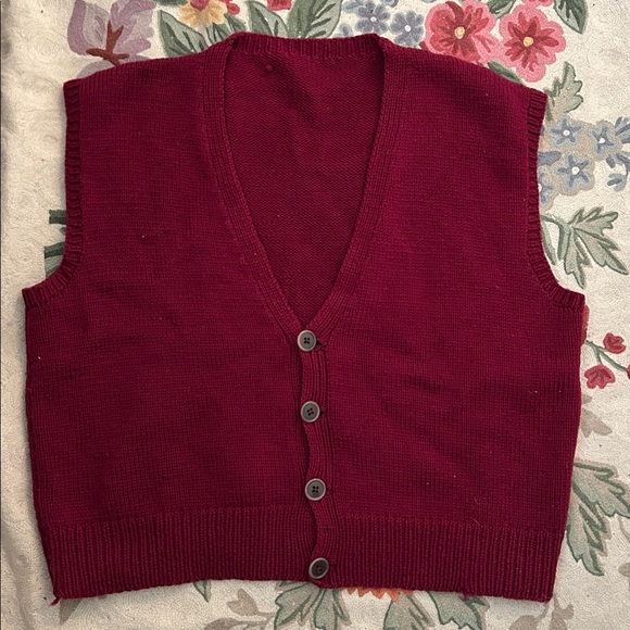 Annie Hall look 40's/50’s hand knit woolen button front vest - Picture 2 of 11